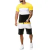 メンズセットメンズ2ピース衣装スポーツセット半袖夏レジャーカジュアルショートシンセットスーツ布高品質ホット
