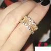 Anneaux 18k Jaune Gold Women Wedding CZ Diamond Ring Boîte d'origine pour 925 STERLING Silver Honeycomb Rings Set8687796