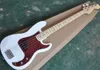 Factory Wholesale 4 Strings White Electric Bass Guitar with Red Pearled Pickguard,Maple Fingerboard,Chrome Hardware