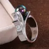 Anello elegante di vendita calda con pietre laterali Design creativo Anelli in argento con diamanti incisi 925 Gioielli da donna per anniversario di matrimonio