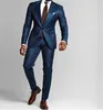 Costumes pour hommes bleu foncé 2021 Tuxedos de mariage Slim Fit un bouton garçons d'honneur de plage pour hommes Peaked revers formel costume de bal veste pantalon 230d