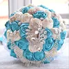 Bling Bling Crystal Broche Bouquets De Mariée Fournisseurs De Mariage Colorés Demoiselle D'honneur Tenant Des Fleurs En Satin Rose Faites À La Main 2019 Manuel B2852831