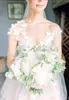 Landkleider Wunderschöne kurze Flügelärmel Tüll D Blumenapplikation Juwel Sheer Neck Hochzeit Brautkleid Vestido De Novia e