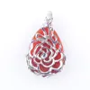 WOJIAER Tear Water Drop Love Natural Red Agate Gem Stone Pendant Necklace Reiki Bead Women Jewelry DN3468