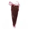 # 99J Burgundy Red Пучки волос и закрытие Kinky завитых Lace Closure с соткешь выдвижение волос бордовых малазийского завитый человека с закрытием