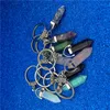 Chakra Hexágono Prisma Natural Stone Keychain Chaveiro Anel de Cristal Pilar Titulares Handbag Hangs Moda Jóias Presente