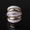 Mode-Nieuwe Mode 925 Sterling Zilveren Ring Met Veel Rhinestone Multilayer Ring Maat 6 7 Overdreven stijl Fijne sieraden