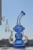 Återvinnare dab rig vatten glas bongs pipes porkah rökning tillbehör svåra oljeriggar 14mm banger blå gröna dabs