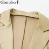 Kvinnors kostymer V Neck Khaki Sexig klänning Autumn Winter Bodycon Elegant Thin Coat Outwear Female Party Club Night Blazers