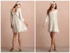 2023 Nouveau Mini Robes De Mariée Courtes Encolure Carrée Manches Longues Robe De Mariée Dos Nu Appliqued Dentelle Robes De Mariée De Plage 4627