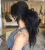 Queue de cheval de cheveux humains ondulés longs et humides pour femmes avec extension de cheveux à pince 120g, postiche de queue de poney avec cordon de serrage naturel