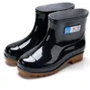 Vente chaude-bottes en caoutchouc 2017 imperméable à l'eau à la mode gelée homme cheville botte de pluie bande élastique couleur unie chaussures de pluie chaussures de travailleurs de la construction