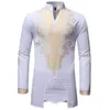 Herrmode afrikansk design casual långärmad vit skjorta herrskjorta herrskjortor casual plus size harujuku