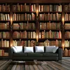 Custom Photo Wallpaper 3D European Style Retro Sofa TV Background Wallpaper Mural Wall Bookcase Books Bookshelf Mural Wall Paper