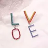 Fashion-colorful LOVE dangle earrings for women luxury designer bling diamond letters pendant earrings statement lovers gf birthday gift