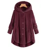 Kvinna Jacka Plush Coat Fashion Warm Kvinnor Button Coat Fluffy Tail Toppar Kvinnors Hooded Jackor Pullover Loose Sweater # J30