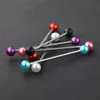 Pearl Acrylic Ball Stainless Steel Industrial Bar Long Straight Barbell Ear Stud Body Jewelry Piercing 100pcs 14g