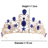 Barok Gelin Saç Aksesuarları Düğün Tiara Taç Kırmızı Yeşil Mavi Prenses Taç Kızlar için Kristal Kafa Başlığı Takı