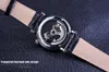 Forsining Transparant Automatisch Beweging Steampunk Ontwerp Lederen Heren Watch Top Merk Luxury Mechanical Skeleton Watch