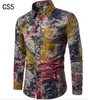 Plus Size Shirts Linen Men Shirt Long Sleeve Retro Style Hawaiian Floral Blouses Slim Fit Men Clothes Oversized 3XL 4XL 5XL