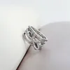 Ensemble de bijoux de cadeau de mariage en argent sterling 925 avec ruban étincelant et arc pour bagues de fiançailles en diamant pandora CZ avec boîte d'origine