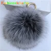 15 cm / 6 "-Black Frost grande vera pelliccia di volpe palla pompon borsa portachiavi ciondolo portachiavi regalo