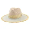 Été femmes dames papier paille Jazz chapeau extérieur large bord chapeaux de soleil plage non bordé parasol casquette respirant chapeau de soleil pour unisexe