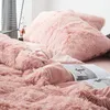 FB1901001 Pink White Fleece Fabric Winter Thick Pure Color Bedding Set Mink Velvet Duvet Cover King Bed sheet Bed Linen Pillowcase273u