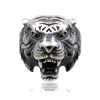 Nouvelle mode rétro Tiger Head Male Ring Creative Animal Zodiac Alloy Ring Band Men's Ring Party Bielry266k