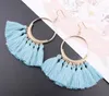 Tassel Dangle And Chandelier Fashion Creative Big Ring Fringe Ear Drop 16 Couleurs Boucles d'oreilles bohèmes faites à la main