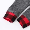 2Pcs Baby Boys Clothes Set Autumn Red Plaid Newborn Infant Outfit Cotton Hooded Top Pants Casual Toddler Kids Clothing Suit