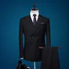 Popular trespassado Groomsmen pico lapela do noivo smoking Homens ternos de casamento / Prom melhor homem Blazer (Jacket + Pantst + Tie) 996