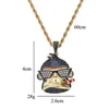 18k Guld Iced Out Multicolor Cubic Zircon Solglasögon Monkey King Pendant Necklace Micro Paled Zircon Mens Hip Hop Jewelry6266652