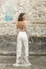 Vintage Jumpsuit Prom Evening Dresses with Overskirt Pants Arabic Dubai Lnng Sleeves Backless Formal Gown Ankle Length Outfit