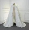 2019 new Floor Length Women Ivory Faux Fur Trim Winter Christmas Bridal Cape with lace Stunning Wedding Cloaks Hooded Long Party Wraps