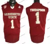 Vintage NCAA Washington State Klay Cougars # 1 Thompson College Maglie da basket Mens Home Red Stitched University Camicie S-XXL