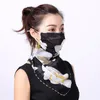 Solskyddsmaskar Kvinnor Scarf Face Mask Silk Chiffon Handkerchief Outdoor Windproof Half Face Dammsäkra Masker Scarf Dust Mask EEA1678