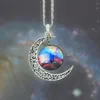 Nuevo Vintage luna estrellada espacio exterior universo piedras preciosas colgante collares mezcla modelos envío gratis