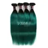 VMAE Cheveux Humains Brésiliens Tisse 3 Bundles Naturel Doux Trame Droite Deux Tons # 1B / Vert Ombre Couleur Extensions de Cheveux Vierges