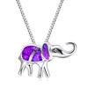 Lovely Rainbow Fire Opal Elephant Pendants 925 Silver Plated Blue Opals Halsband för Fashion Women Crystal Wedding2278