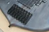 Guitare basse électrique noire mate à 8 cordes pour gaucher, matériel noir, corps en tilleul + érable, cou à travers le corps, offre personnalisée