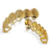 Neue 18K Real Gold Überzogene Punk Hip Hop Zähne Grillz Dental Mund Fang Grills Bis Unten Zahn Kappe Cosplay party Rapper Schmuck Geschenke4895663