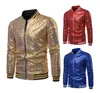 Jaqueta Masculina Brilhante com Lantejoulas Blazer Terno Casaco Casual Feminino Jaqueta Bomber com nervuras para Festa de Casamento Banquete Baile S -XXL