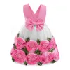 Bebek Kız Çiçek Prenses Elbise Çocuk Kolsuz Gül Çiçek Elbise Düğün Parti Gelinlik Modelleri Çocuk Moda Yay Pileli Elbise RRA570