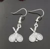 Groothandel mode-sieraden vintage zilveren tennisracket bal charme dangle oorbellen voor vrouwen sportgeschenken 631