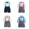 New Spring Summer Summer Garotas Conjunto Kids Manga longa Tops Suspender de camisa curta 2pcs Garoto Conjunto de roupas Crian￧as roupas de roupa 14832