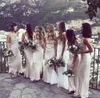 Elegant Spaghetti Straps Satin Long Bridesmaid Dresses Mermaid Bohemia Floor Length Wedding Guest Maid Of Honor Dresses robes de demoiseller