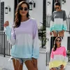 Women Rainbow Gradient Hoodie Autumn long sleeves striped pullover Patchwork Casual weatshirts Tops Clothes T-shirt shirts Tee LJJA3139