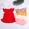 Kids Designer Odzież Dziewczyny Wzburzyć Koszulki Letnie Cukierki Kolor Flece T Shirt Moda Fly Rękaw Round Neck Solid Top Odzież Py534