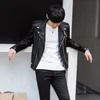 Fashion Pu Leather Jacket Spring Men Black Solid Mens Coats Trend Slim Fit Youth Motorcycle